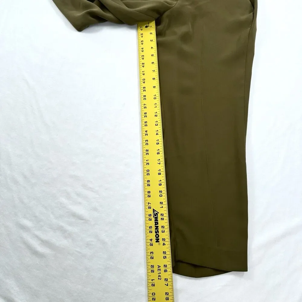 J Crew Pants Pull On Womens 12 Olive Green Pockets Lightweight Office Career